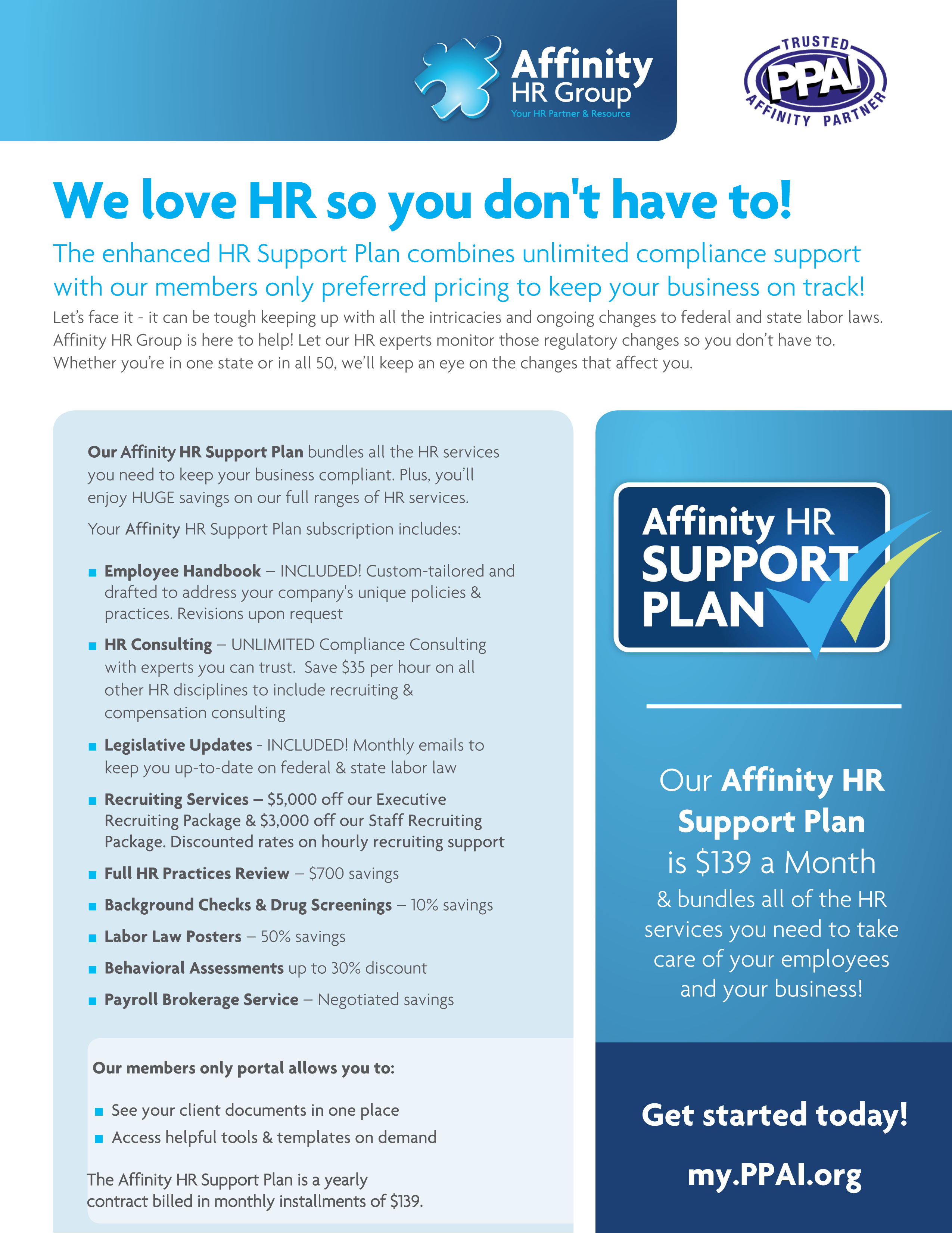 Affinity HR Group - HR Support Plan