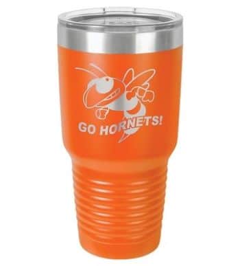 Polar Camel insulated tumbler - orange with laser etching sports logo