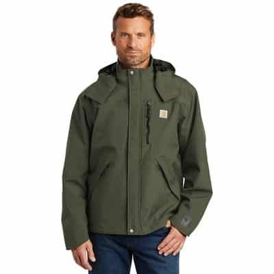 man wearing olive green jacket