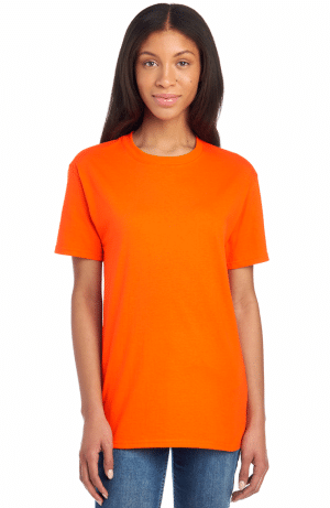 woman wearing orange T-shirt