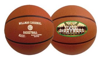 basketballs printed with custom message and logo