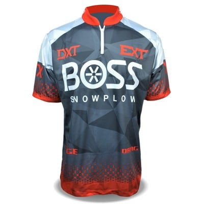 branded athletic jersey with collar, quarter zipper