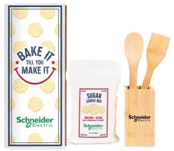 sugar cookie baking mix gift set with dry cookie mix and bamboo utensils