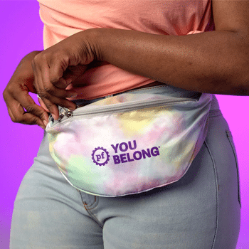 Planet Fitness "You Belong" pastel tie-dye belt bag fanny pack