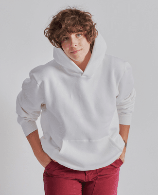 person wearing white hoodie sweatshirt