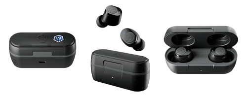 wireless earbuds in custom carry case