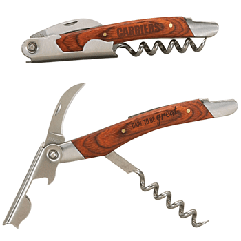 wine opener multi-tool with personalized wooden handle