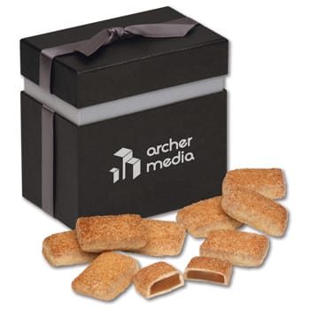 branded black gift box of toffee candy