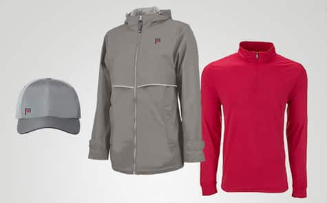 Polsinelli Law custom apparel selection in gray and red