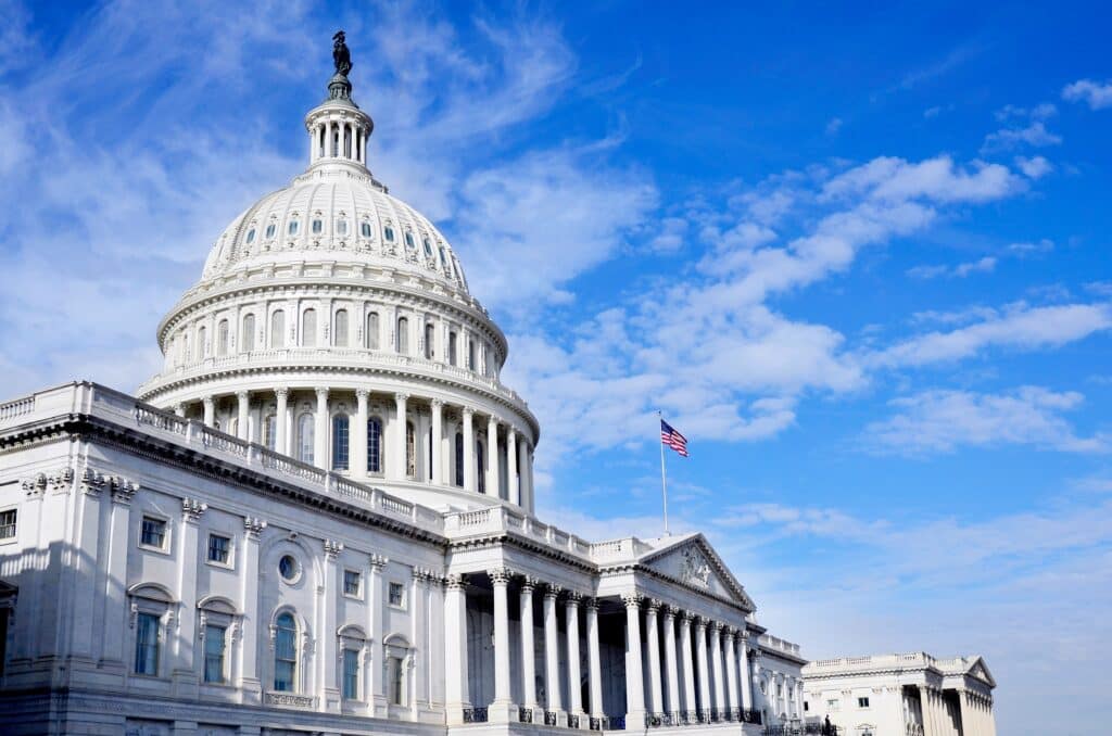 US Capitol building blue sky