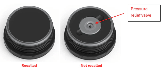Thermos recalled food jar lids without pressure-release valve and with  safety value